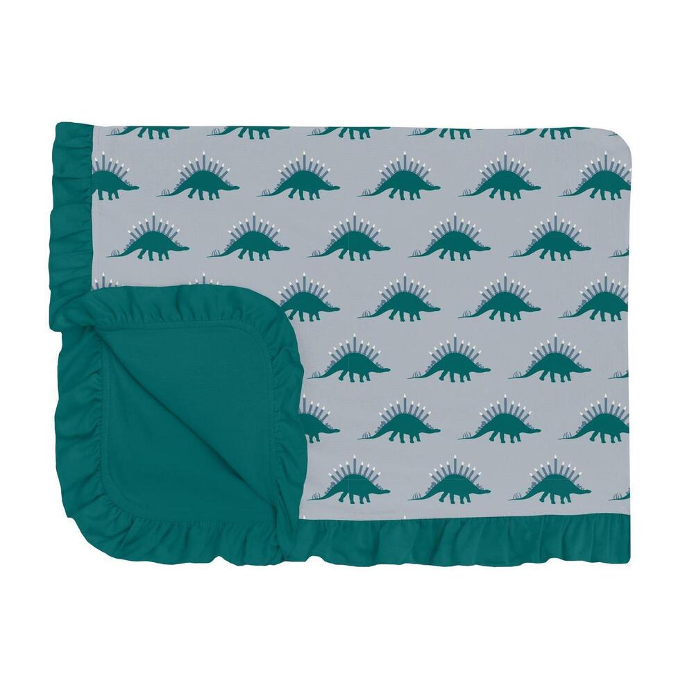 NEW KICKEE toddler kids bamboo ruffle blanket in pearl blue menorahsaurus